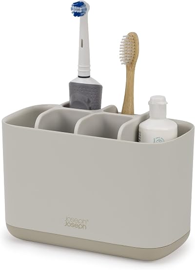 Joseph Joseph Easy-Store Toothbrush Holder Caddy Large Matt Ecru