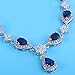 EleQueen Women's Silver-Tone Cubic Zirconia Teardrop Flower Bridal V-Necklace Sets Tennis Bracelet Dangle Earrings for Wedding Bridesmaids