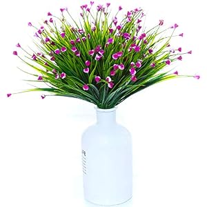 Image of WELL LOVE Artificial Flower 6 Bundles Home Greenery Kitchen Wedding Party Garden Festival Office Indoor Outside UV Resistant Hanging Planter Arch DIY Craft Art Decor Gypsophila Purple Gift Set