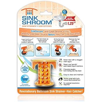 SinkShroom The Revolutionary Sink Drain Protector Hair Catcher/Strainer/Snare, Orange
