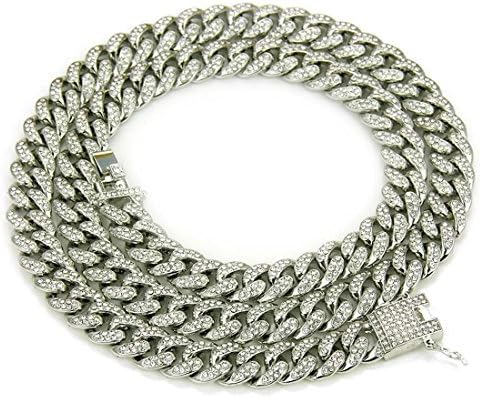 Hungrybubble Men's Miami Cuban Link Chain Gold Plated Simulated Diamond Chain Men's HipHop Tennis Necklace