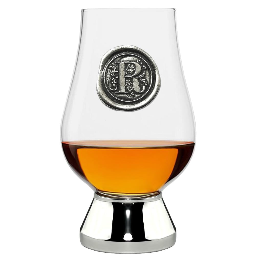 English Pewter Company Glencairn Personalised Whisky Glass with Monogram Initial - Unique Gifts for Men - with Your Choice of Initial 200ml [WGP218] (R)