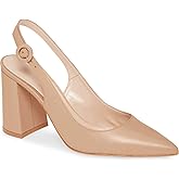 Junayuan Women's Pointed Toe Block Heel Pumps Slingback Chunky Heel Slip On Work Party Dress Shoes