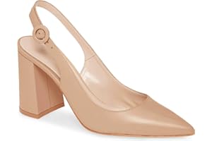 Junayuan Women's Pointed Toe Block Heel Pumps Slingback Chunky Heel Slip On Work Party Dress Shoes