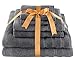 American Soft Linen 100% Cotton 6 Piece Towel Set, Christmas Bathroom Sets, After Shower Bath Towel Sets, Iron Gray