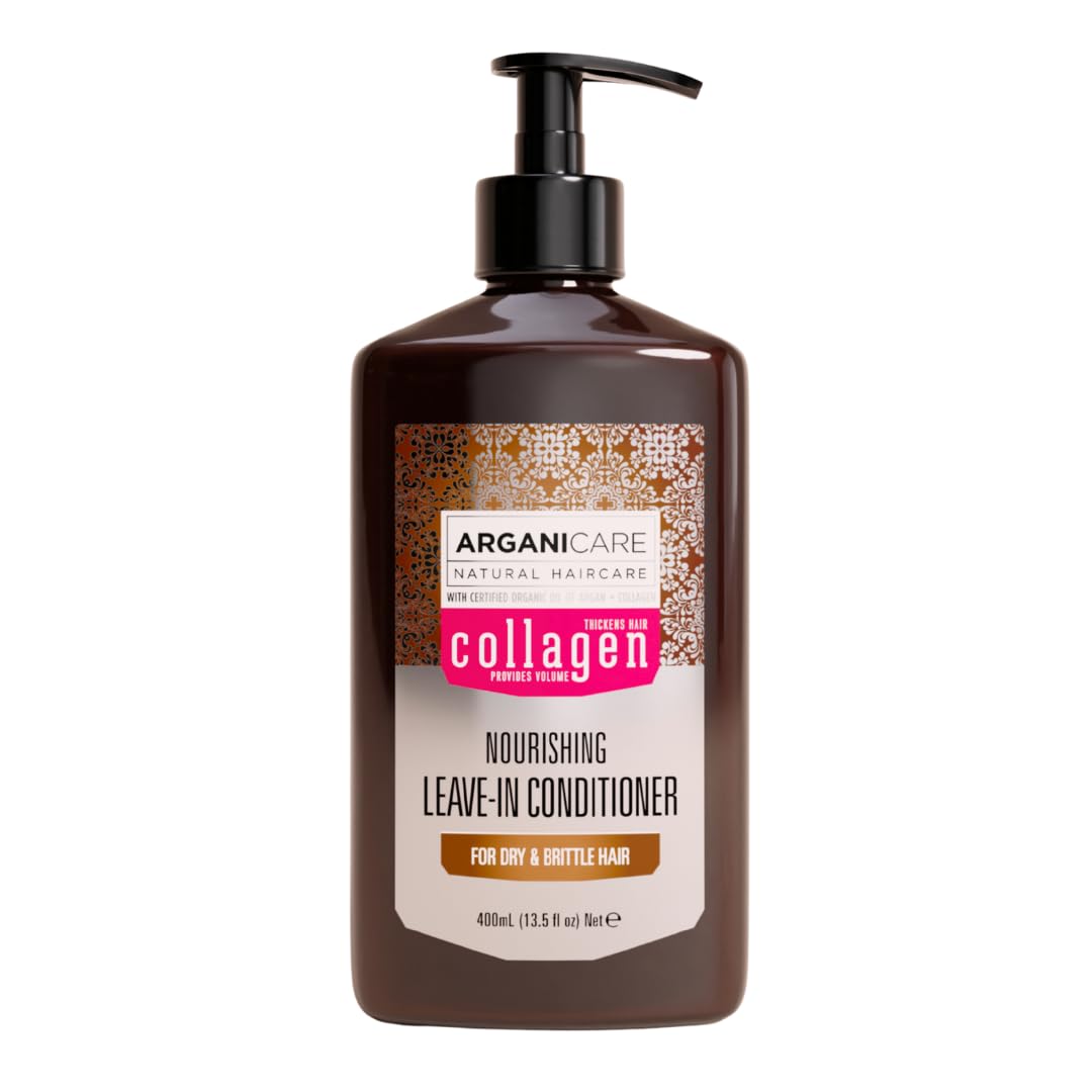 Arganicare | Collagen Nourishing Leave-In Conditioner | Thin, Damaged and Brittle Hair | Daily No-Rinse Moisture Care | Softness, Shine and Manageability | 400 ml