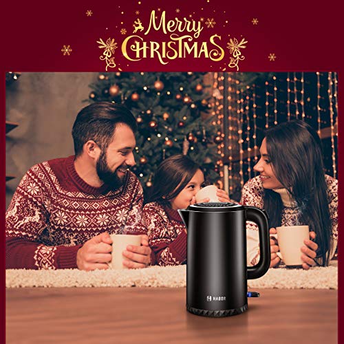 Cordless Electric Kettle, 1.7L Double Wall 304 Stainless Steel Hot Water Boiler, 1500W Fast Boiling  - //coolthings.us