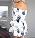 Ouduokiya Women Sexy Flower Print Long Sleeve Off Shoulder Short Dress (S, Blue)