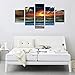 Canvas Wall Art Waves Sunset with Flying Sea Gulls Pictures Framed Ready to Hang - 5 Pieces Extra Large Contemporary Ocean Painting Seascape Canvas Artwork for Home Decoration