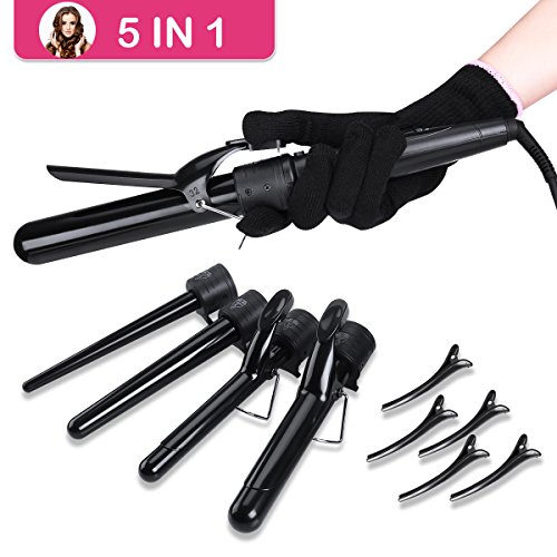 Etereauty 5 in 1 curling iron set with lcd screen and t…