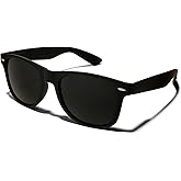 ShadyVEU Super Dark Black Lens Round Sunglasses UV Protection Spring Hinge Soft Matte Frame Fashion Shades