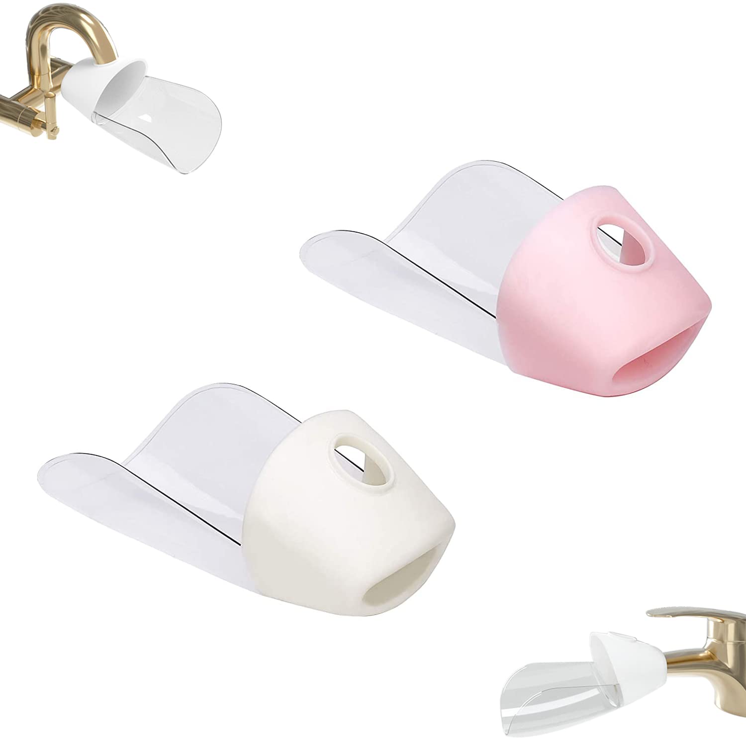 YHZMY 2 PCS Faucet Extender for Kids, Tap Extender for Kids, Faucet Handle Extender Set.Kids Water Tap Extender to Make Washing Hands Fun for Babies Toddlers Children(Pink, Transparent)