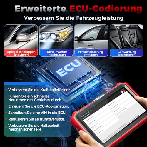 KINGBOLEN K8 PRO OBD2 Diagnostic Device Bluetooth, All System Diagnostic Device Car with Bi-Directional, 42+ Service Reset, ECU Coding, V.A.G-Guided, FCA, CANFD & DOIP, Lifetime Free Update