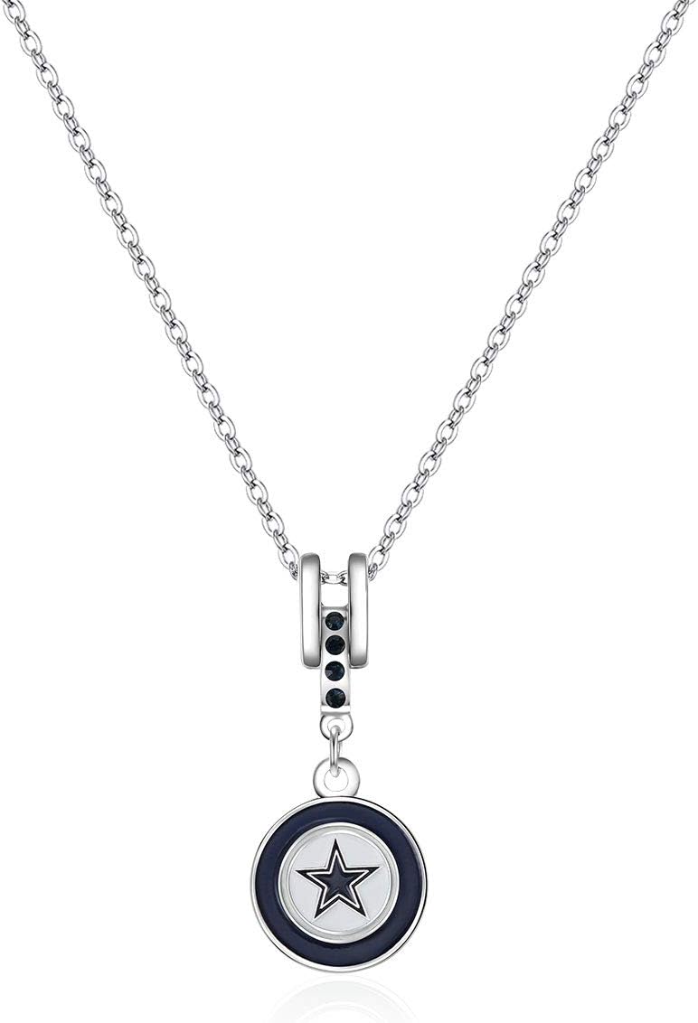 Pro Specialties Group NFL Dallas Cowboys Charm Necklace Silver, 16" Chain - 5/8 x 1 3/8 Charm : Clothing