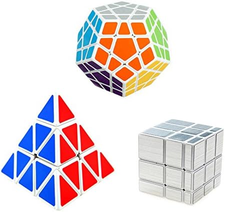 Taryana Set of Megaminx, Pyraminx and Mirror Magic Cubes ~ Irregular Shape ~ White