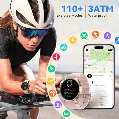 Fitpolo Smart Watch for Women,1.3" AMOLED Touchscreen Fitness Tracker, Make/Answer Calls, Heart Rate SpO2 Monitor, 3ATM Waterproof, Sleep & Activity Tracking Smartwatch for Android Phones iPhone