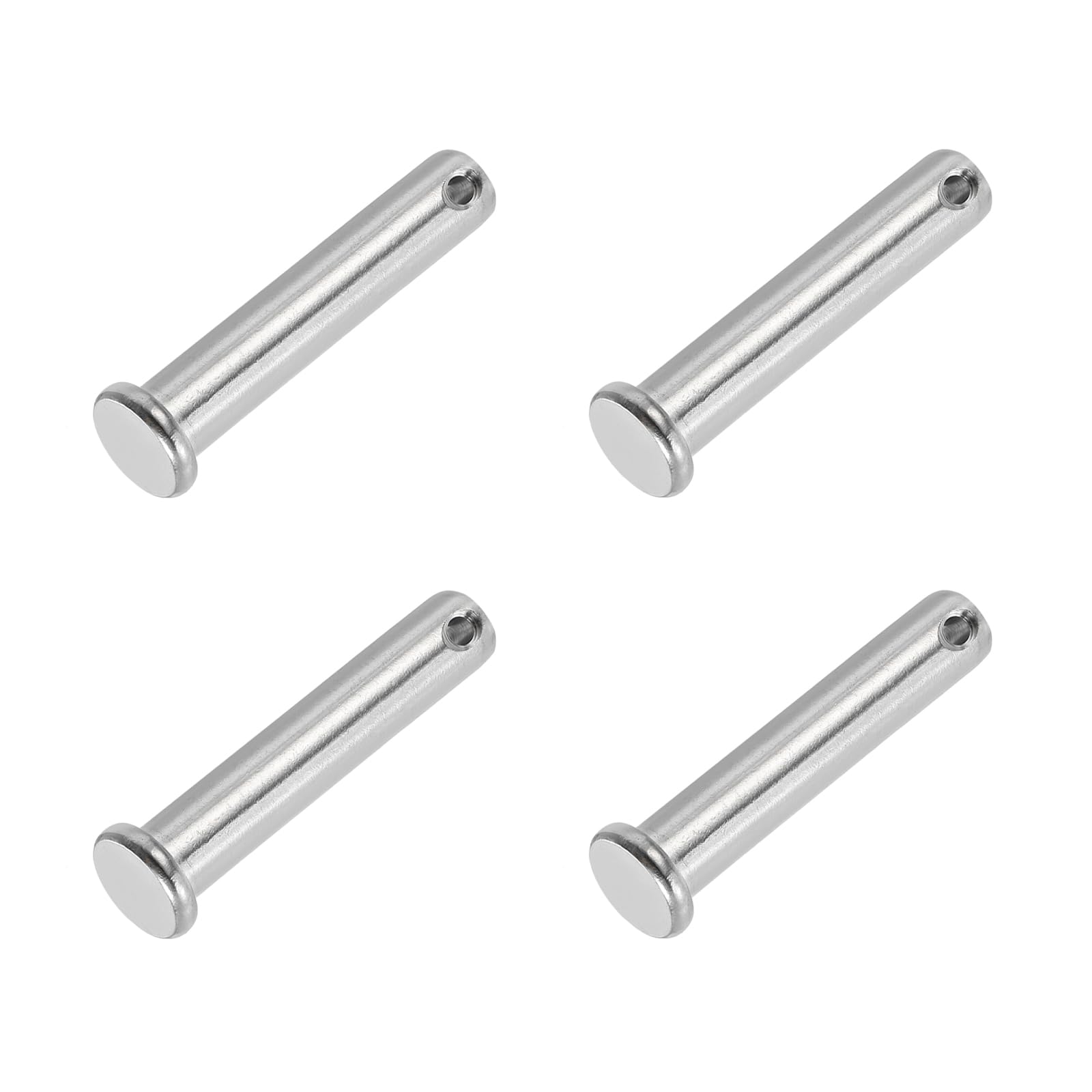 PATIKIL 10 x 50 Mm Single Hole Clevis Pins, 4 Pcs 304 Stainless Steel Flat Head Pin for Hitch Pin Lock Link Hinge Systems, Silver
