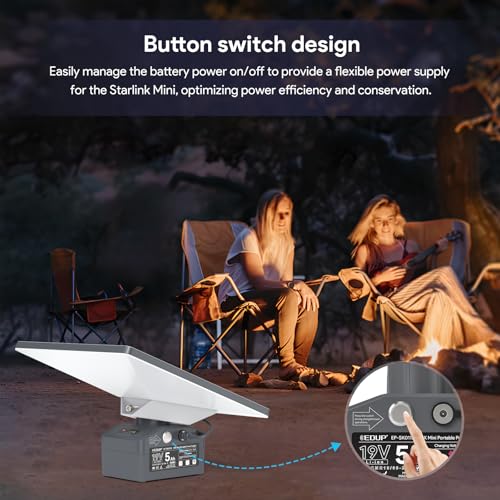 EDUP Paquete de batería mini Starlink, batería recargable impermeable para exteriores 19V/ 5Ah/ 95Wh, conexión plug and play, soporte portátil para plato Starlink Mini
