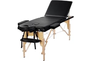 Yaheetech Massage Tables Portable Adjustable Massage Bed Foldable Spa Lash Table 3 Folding 84 Inch Salon Facial Bed with Non-Woven Bag, Black