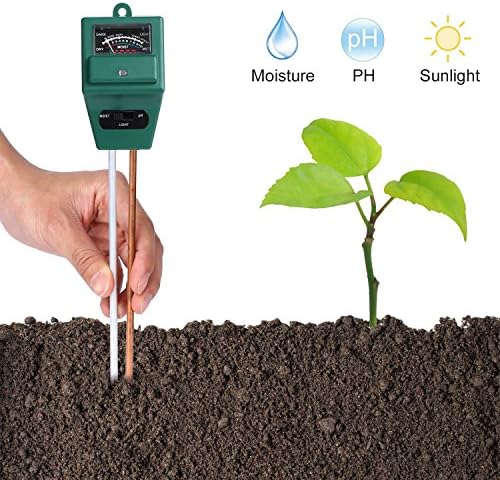 Soil pH Meter, Plant Tools 3-in-1 Accurate Portable Moisture Sensor Meter/Sunlight/pH Soil Test Kits, Energy-saving Gardening Tools for Home and Garden, Plants, Farm, Indoor and Outdoor Use