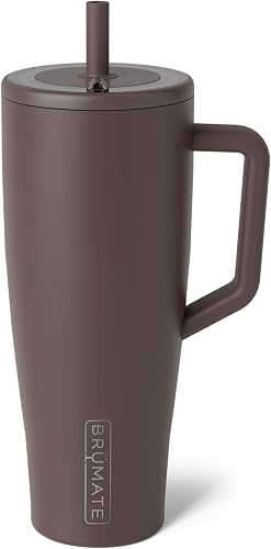BrüMate Era 40 oz Tumbler with Handle and Straw | 100% Leakproof Insulated Water Bottle Tumbler with Lid and Flexible SoftSip Straw | Made of Stainless Steel | Cup Holder Friendly | 40oz (Java)