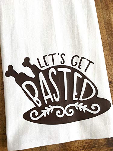Funny Thanksgiving Kitchen Towel Lets Get Basted Friendsgiving - Thumbnail 2