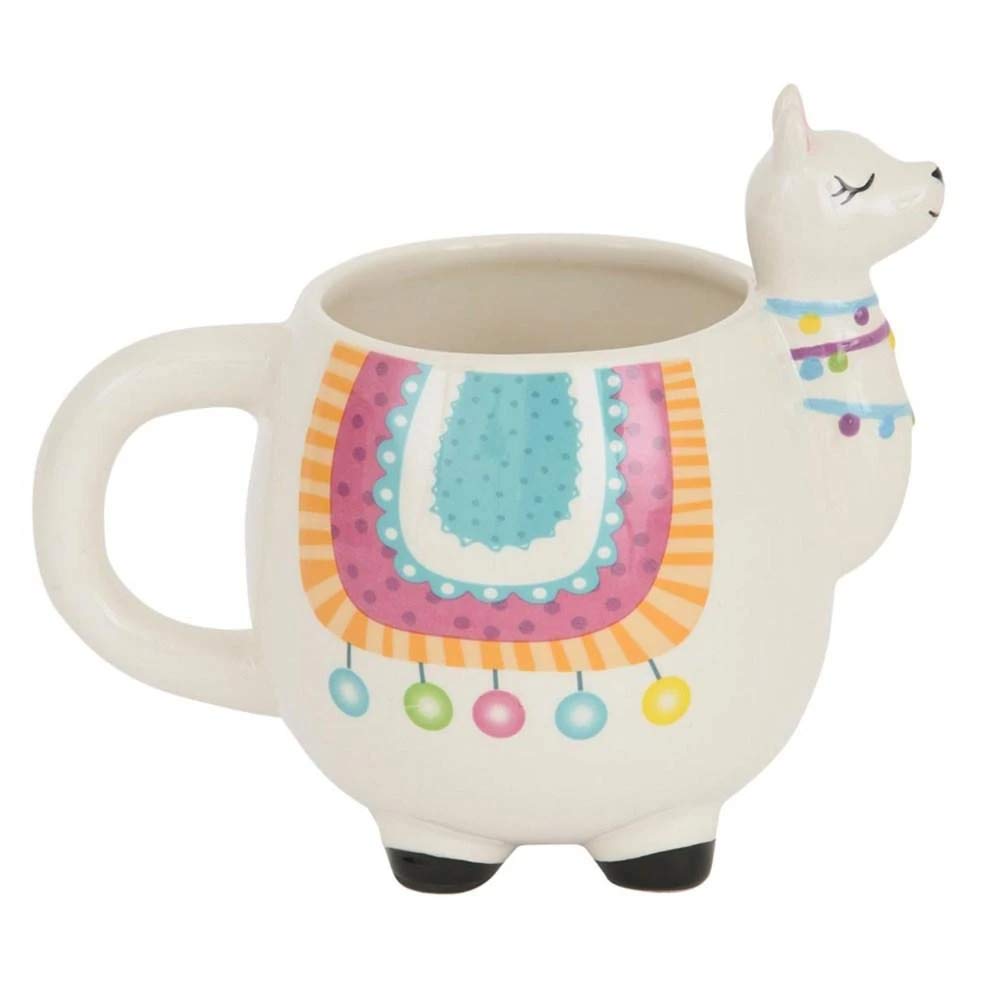 Giftworks Llama Mug - Quirky Fun Llama Shaped Tea/Coffee/Hot Chocolate Mug - White/Multicolour