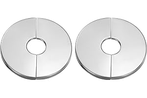 HARFINGTON 2pcs Wall Split Flange 0.67" (17mm) Stainless Steel Round Self-Adhesive Split Flange Pipe Cover Clip-on Escutcheon Collar for Floor Ceiling Bathroom Kitchen Toilet