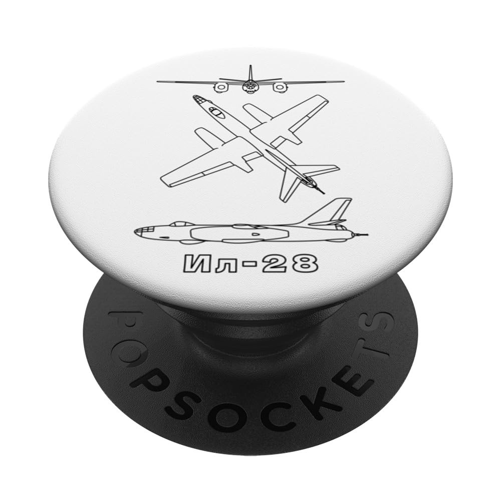 Ilyushin Il-28 Russian Jet Bomber Plane Blueprints PopSockets Swappable PopGrip