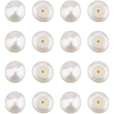 Hobbspring 18Pcs Natural Freshwater Pearls Beads Round Cultured Pearl Loose Bead Natural Half Drilled Pearl Beads for Jewelry Necklace Bracelets Earrings Making DIY Crafts