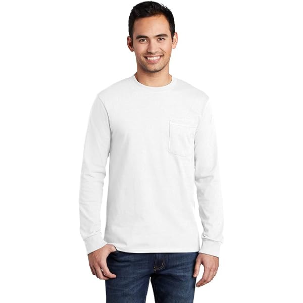 Port & Company - Long Sleeve Essential Pocket Tee 2XL White