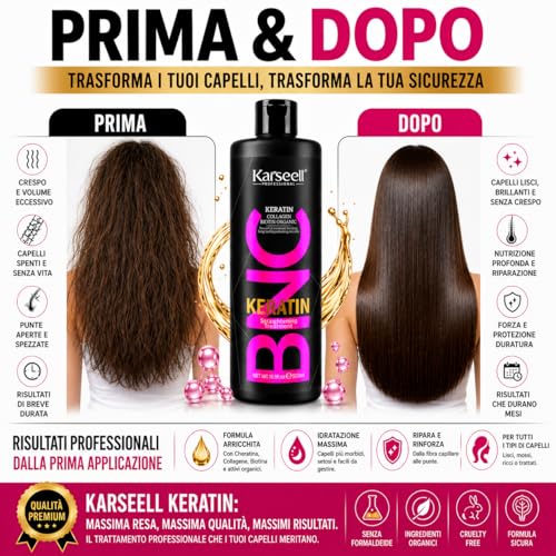 Karseell MACA CARE SYSTEM Keratin Smoothing Formaldehyde-Free Professional Brazilian Treatment 20 Weeks Collagen Biotin Argan Oil Moisturizing Anti-Frizz Dry Damaged Hair