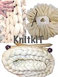 DIY Knit Kit Super Chunky Knit Blanket, Giant Knitting, Giant Needles