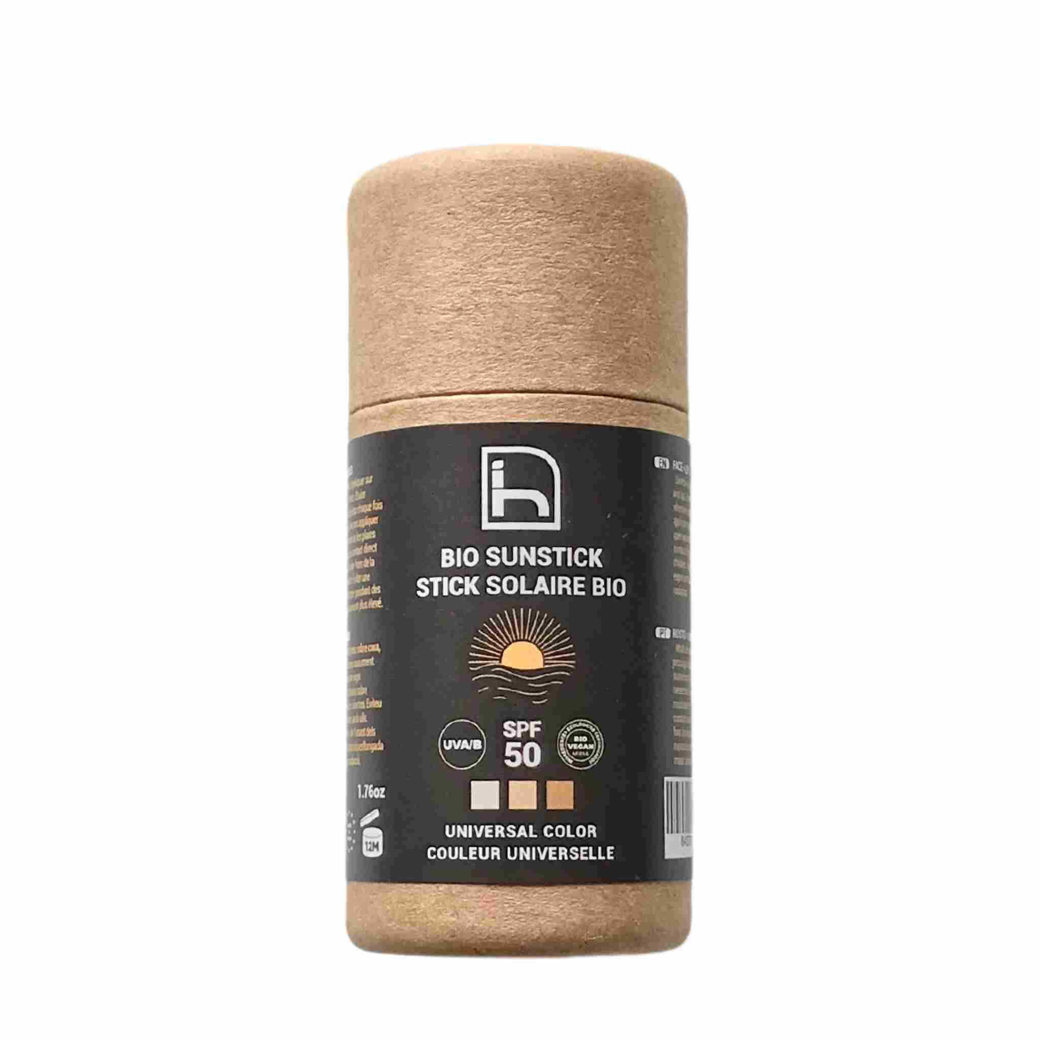 Facial Sunscreen 50 with Bio Colour – Facial Sun Stick 50 – Face Sun Cream 50 with Face Color SPF 50 – Certified Organic and with Biodegradable Cardboard Packaging – 50 g