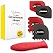 Cast Iron Cooking and Cleaning Utensils - Super Durable 4 Pack Grill Pan Scrapers with Silicone Hot Handle Holder for Cast Iron Skillets, Cookware Baking Grill Pans