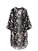 Akery Women's Floral Chiffon Kimono Cardigan Blouse Beach Cover up,Medium,Black