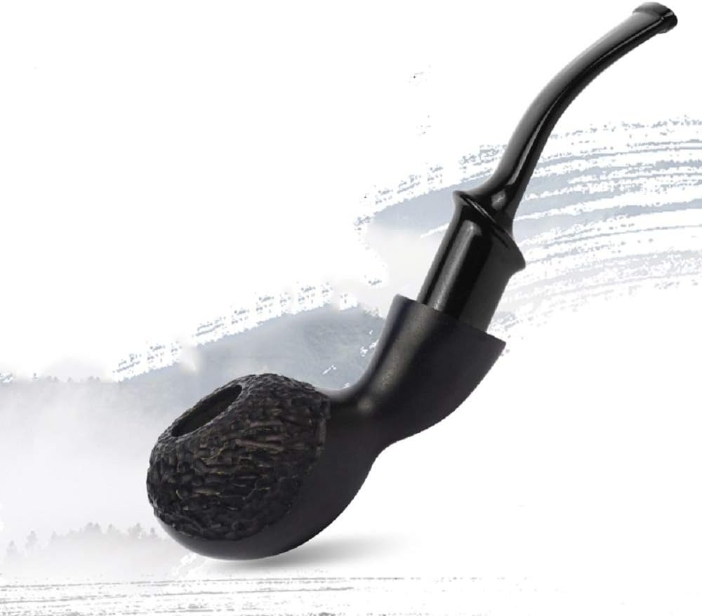 WJP Solid wood pipe, old-fashioned curved ebony filter bag, small smoke pipe tobacco man,1,Cm