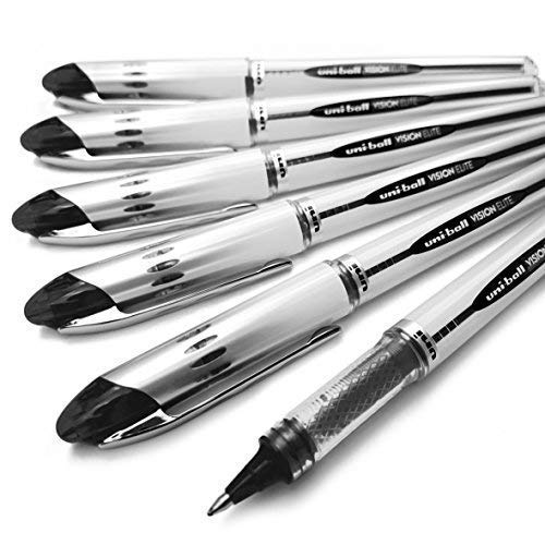 Uni-Ball Vision Elite - UB-200 - Liquid Ink Rollerball Pen - Pack of 6 (Black)