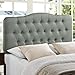 Modway Annabel Tufted Button Linen Fabric Upholstered Full Headboard in Gray