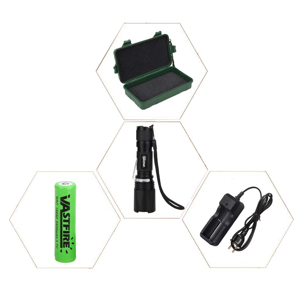 VASTFIRE Zoomable Green/Red/UV Hunting Flashlight Deer Blood Tracker
