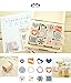 Youkwer 12 Pcs Mini Cute Wooden Rubber Stamps DIY Diary Scrapbook Stamps Set with Wooden Box （Brass Buckle，Heart）