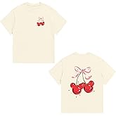 Vieawfi Magic Kingdom Shirts for Girls Bow Cherry Graphic Cute T Shirt Kids Toddler Holiday Vacation Trip Tees Preppy Tops