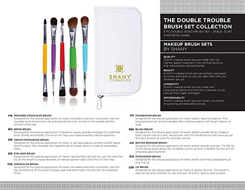 SHANY 5 Piece Double Sided Essential Brush Set with Travel Pouch, The Double Trouble