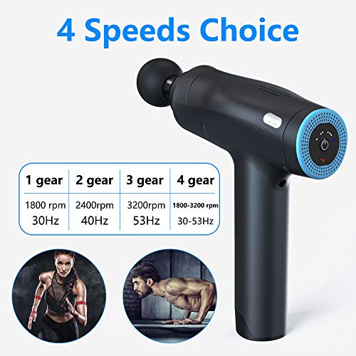 Dolamee Percussion Massage Gun, Professional Cordless Handheld Deep Tissue & Muscle Massager with 4 Speeds and Quiet Brushless Motor - Thumbnail 3