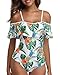 Tempt Me White Pineapple Off Shoulder One Piece Swimsuit for Women Ruffled Sleeves Retro Bathing Suits Flounce Printed Swimwear S
