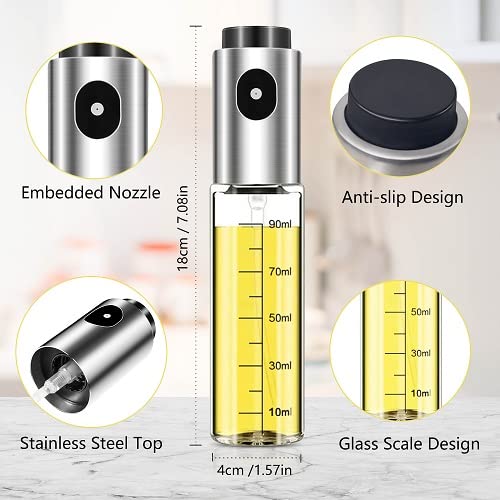 Lauon Ölsprüher zum Kochen,100ml Olivenölspender für Heißluftfritteuse,Küchenutensilien Ölglasflasche für Salat,BBQ,Backen,Braten,Grillen