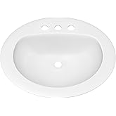 PROFLO PF20178 Rockaway 20-1/2" Oval Vitreous China Drop In Bathroom Sink with Overflow and 3 Faucet Holes at 8" Centers - Wh