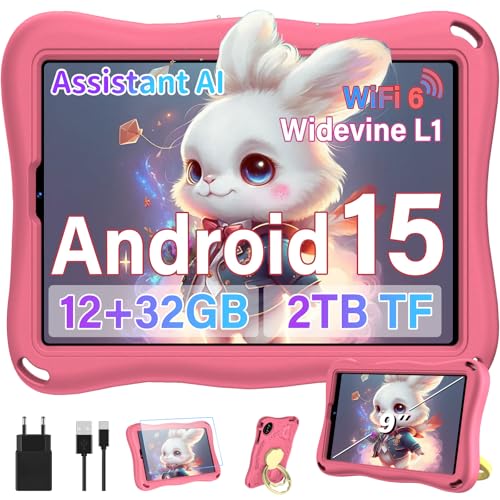 SUAAT Kid Tablet 9 Zoll Android 15Tablet, Octa-Core, 12 GB RAM + 32 GB ROM (2 TB TF), 5G+2.4G WiFi, 1340×800, GMS, Widevine L1, BT 5.0, Type-C, 5000mA