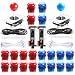 Qenker 2-Player LED Arcade DIY Kit for USB MAME PC Game DIY & Raspberry Pi Retro Controller DIY Including 2X Arcade Joystick, 20x LED Arcade Buttons, 2X Zero Delay USB Encoder (Blue & Red)