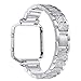 bayite Metal Bands with Frame Compatible Fitbit Blaze, Rhinestone Bling Replacement Accessory Bracelet Women, Silver